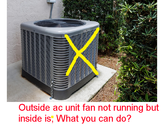 Outside ac unit fan not running but inside is